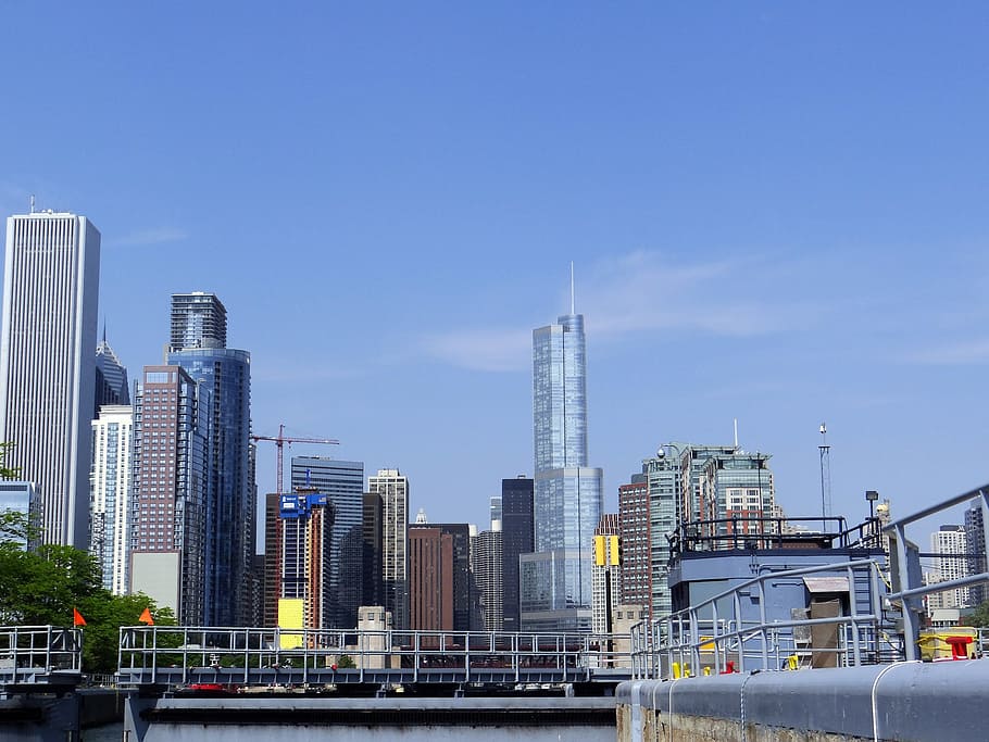 downtown, chi-town, chicago, water, chicago river, lock, sunny