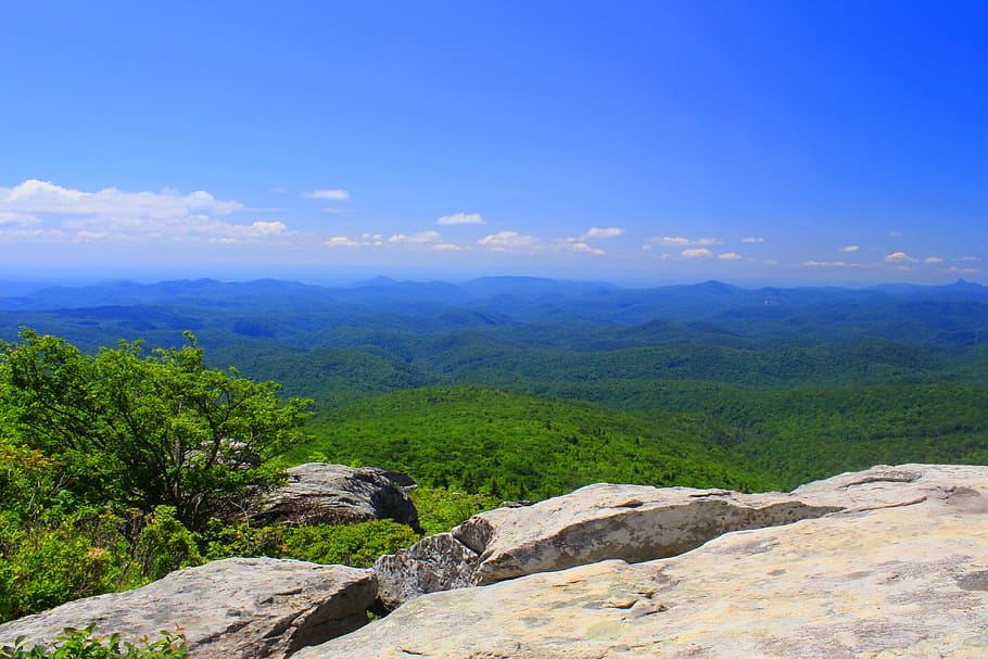 Skyline, Sky, Blue, Blue, Mountains, blue ridge, clouds, north carolina HD wallpaper