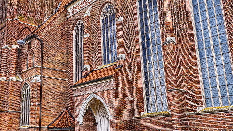 church, bricks, architecture, building, brick work, catholic HD wallpaper