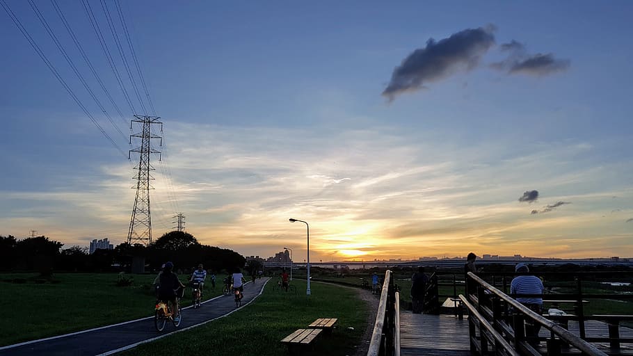sunset, sky, landscape, sunlight, outdoor, evening, scene, cloud - sky HD wallpaper