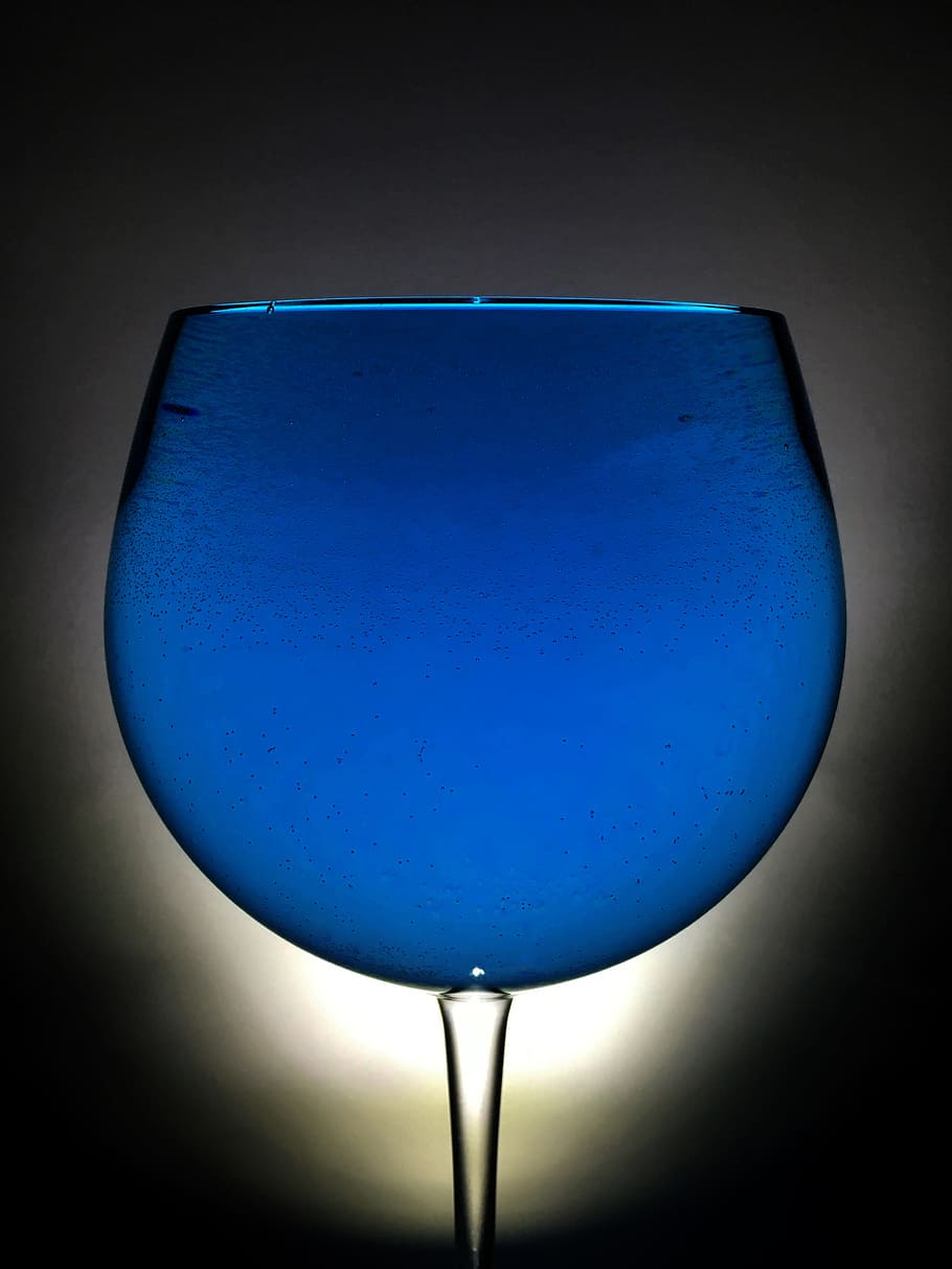 glass, wine, backlight, blue, blue water, blue wine, full glass HD wallpaper