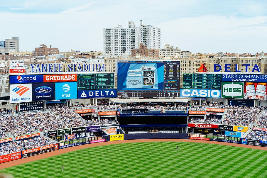 New York Yankees Stadium, baseball stadium, field, crowd, stand