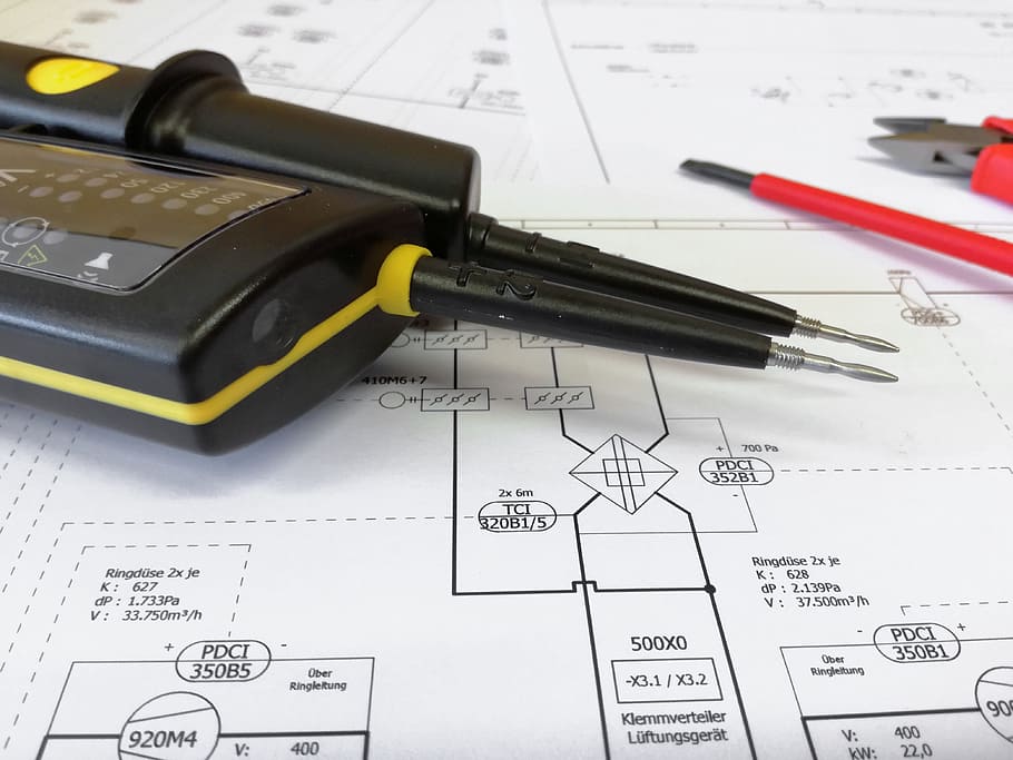 black and yellow electronic device, distributor, plan, wiring diagram, HD wallpaper