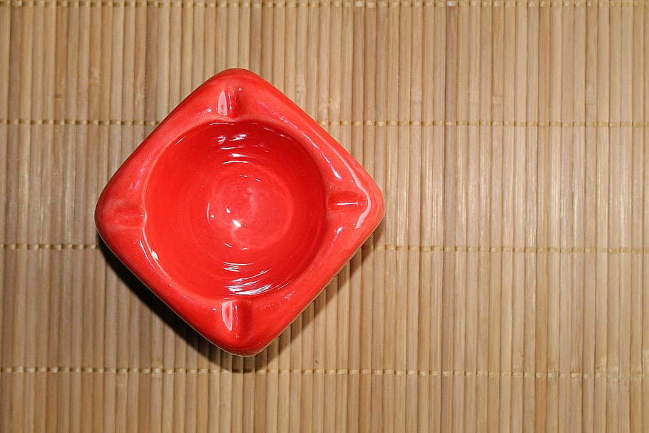 ashtray, red, form, no people, close-up, indoors, directly above HD wallpaper
