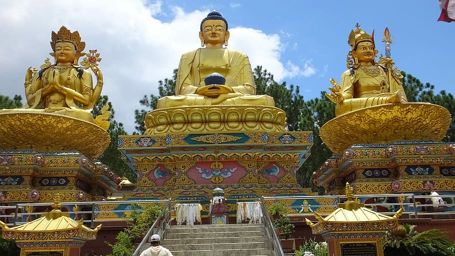 gold Buddha temple, Nepal, Swayambhunath, Buddhist, kathmandu, HD wallpaper