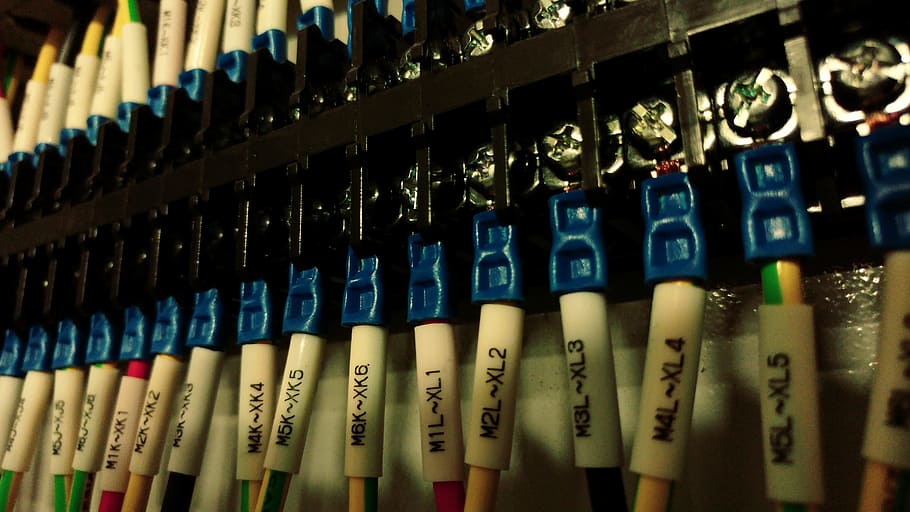 switch, cabling, connection, hub, cable, in a row, large group of objects HD wallpaper