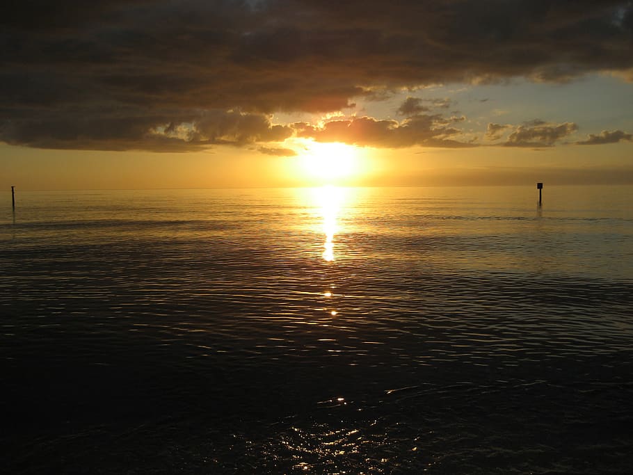 sunset, beach, florida, sea, ocean, vacation, sky, beauty in nature HD wallpaper