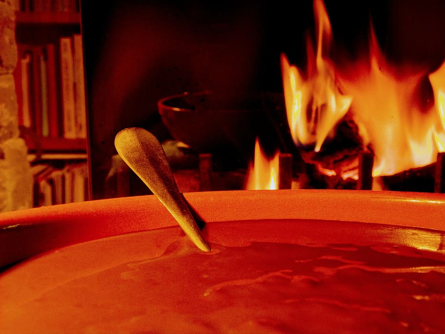 chocolate, fire, fireplace, winter, relaxation, burning, flame HD wallpaper