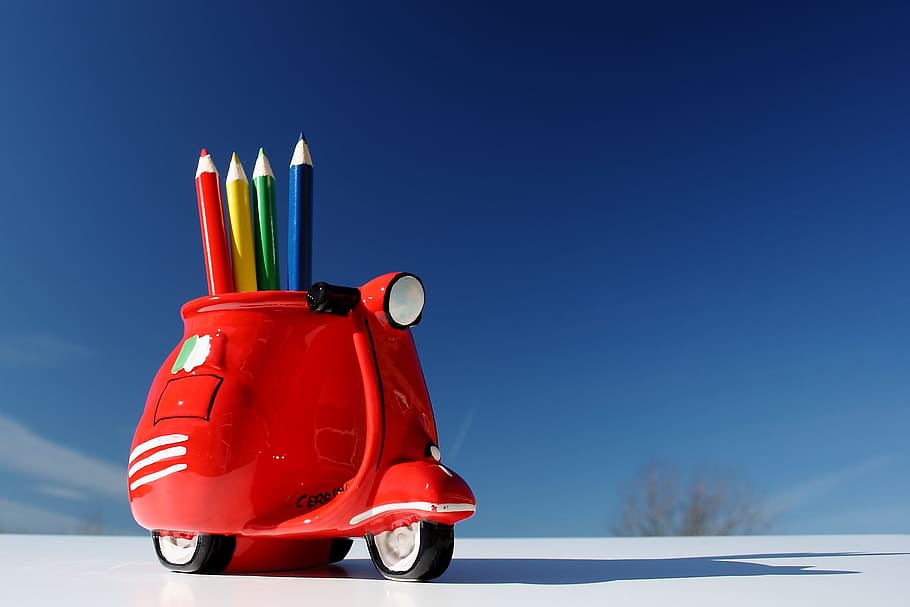 pencils, colors, colorful, blue, transportation, mode of transportation HD wallpaper