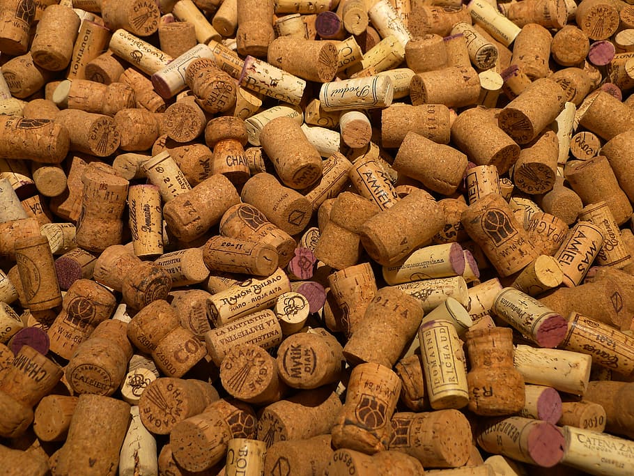 closeup photo of assorted-brand of bottle cork lot, Wine, Wooden