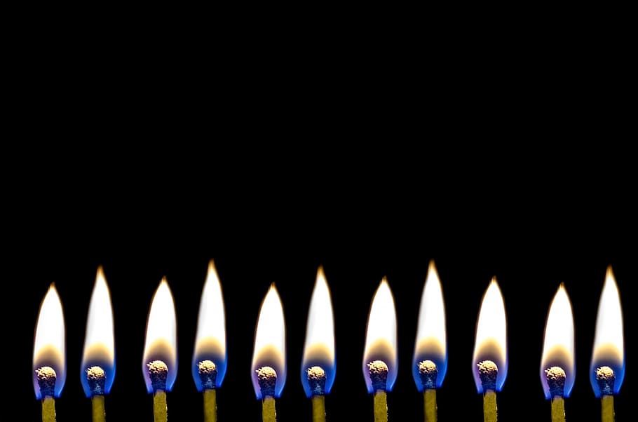 eleven matchsticks with fire, matches, black, burning, dark HD wallpaper