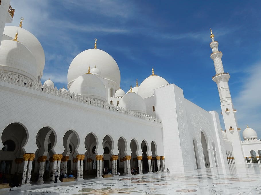 abu dhabi, mosque, emirates, architecture, islam, u a e, orient HD wallpaper