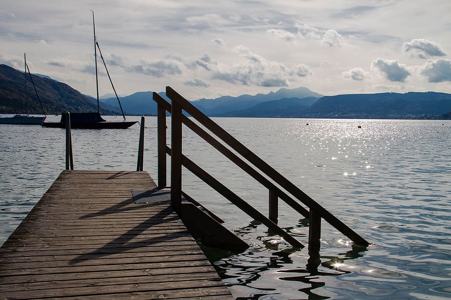 web, lake, romantic, mood, nature, water, bank, back light HD wallpaper