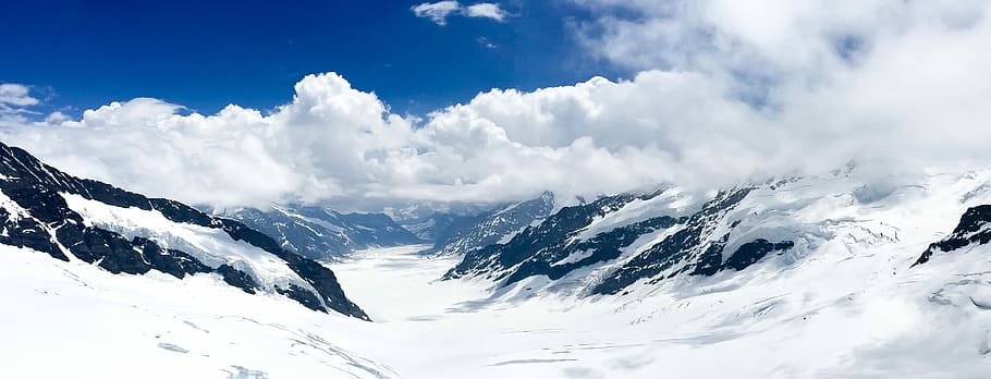 snow capped mountain, panorama, cloud, sky, landscape, jungfrau HD wallpaper