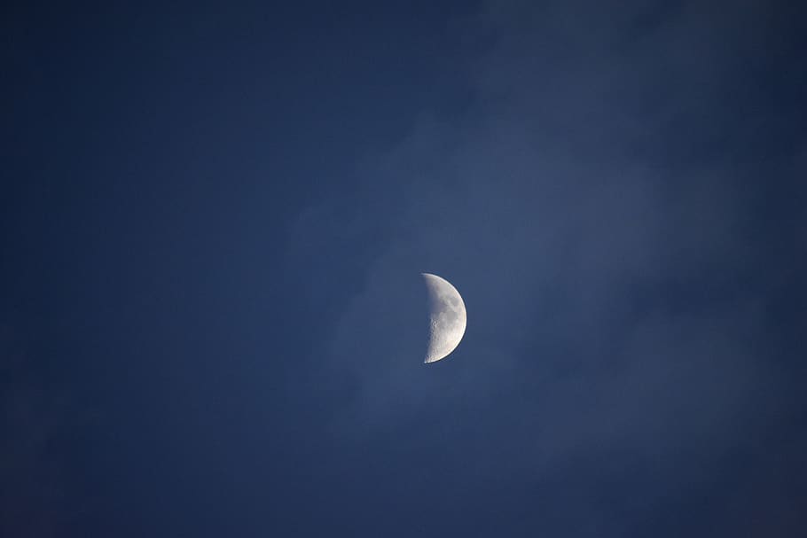 moon, silver color, meniscus, space, sky, low angle view, astronomy HD wallpaper