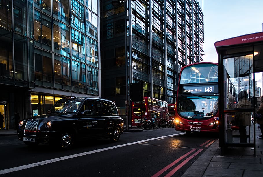 london, buses, night view, mode of transportation, architecture HD wallpaper