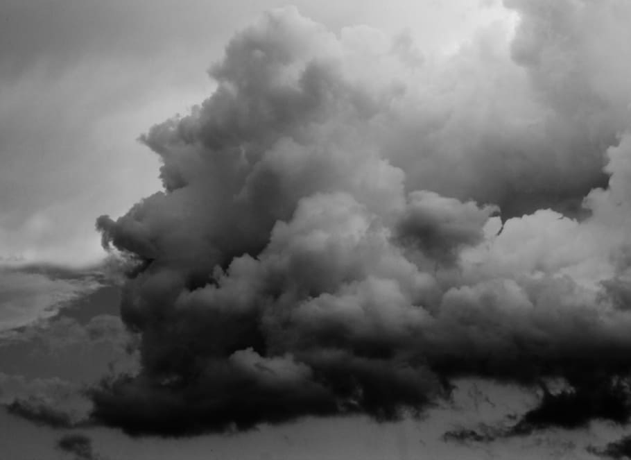 grayscale photo of clouds formation, dark clouds, storm, sky, HD wallpaper