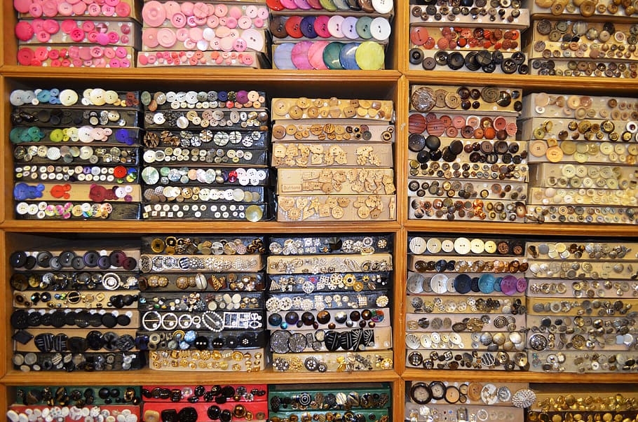 assorted button lot, buttons, accessories, knobs, design, set HD wallpaper