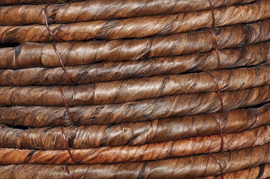 Braid, Rattan, Bast, Woven, natural material, brown, background HD wallpaper