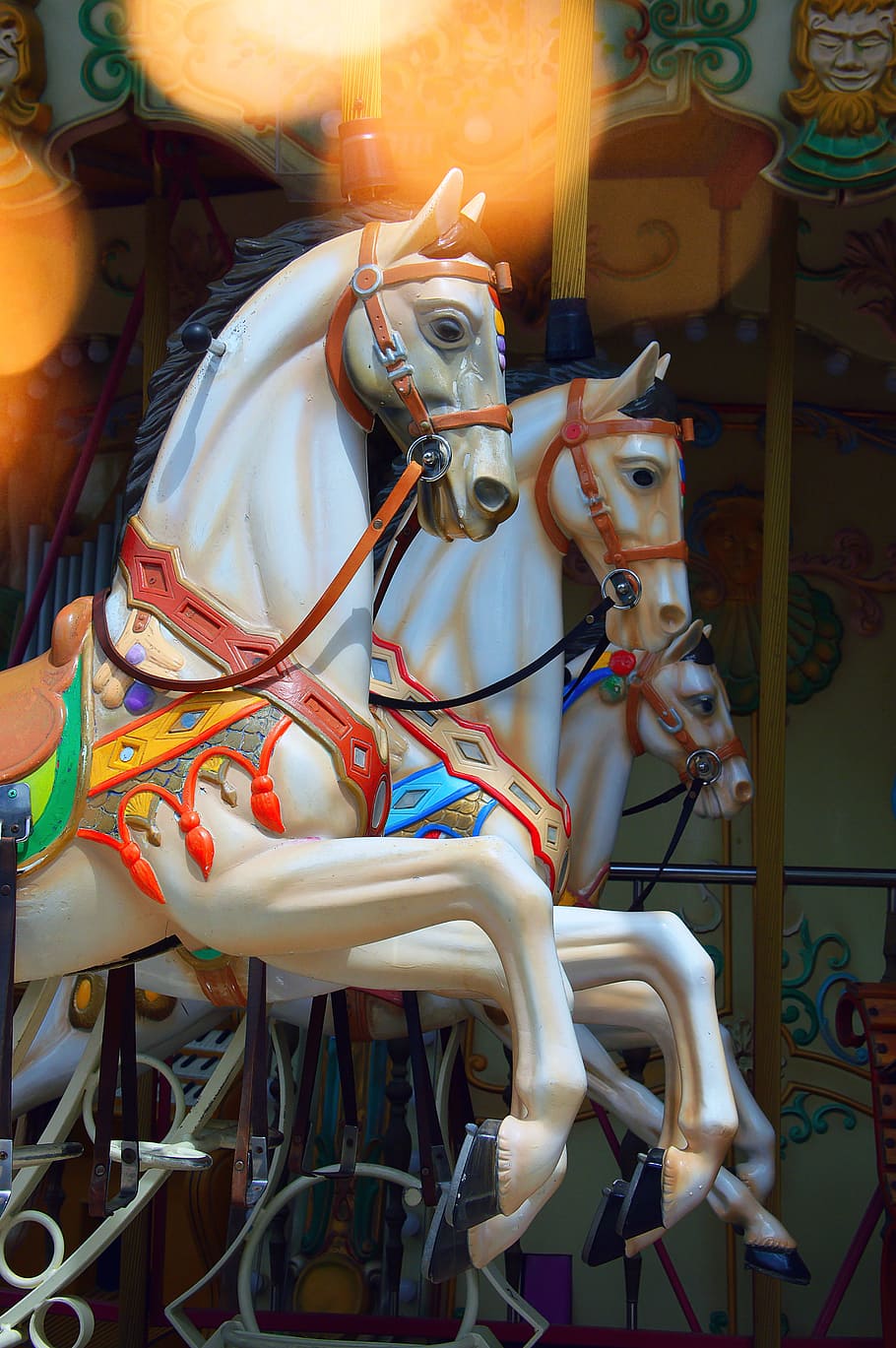 rocking horse, game, old, stylish, horses, plastic toy, carousel, HD wallpaper