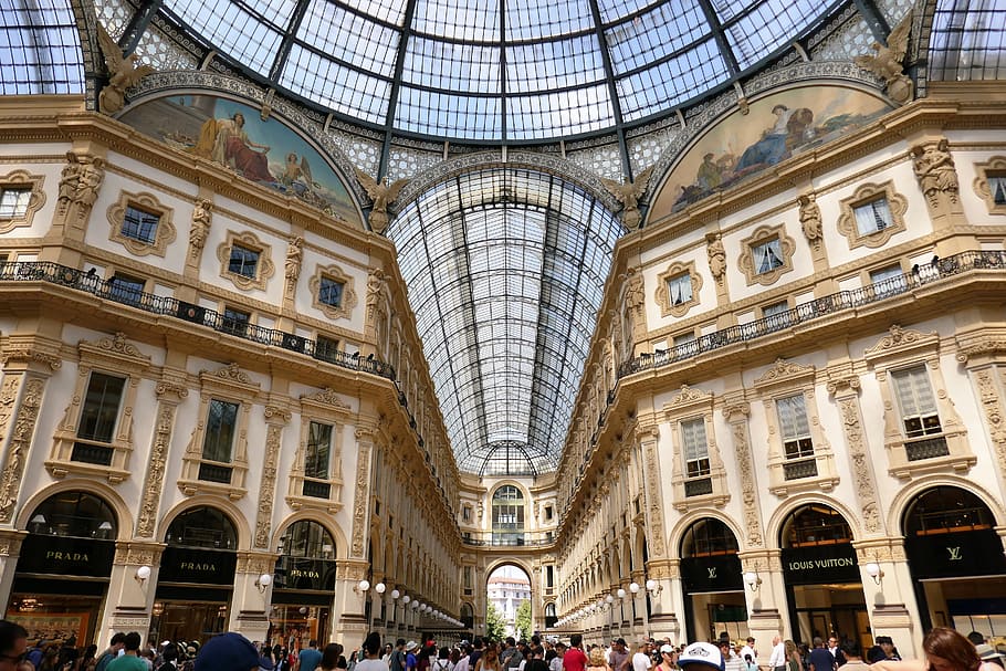 milan, gallery, expensive, architecture, group of people, built structure HD wallpaper