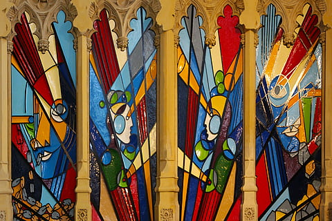 leaded window, architecture, old, glass, interior, wall, decoration HD wallpaper