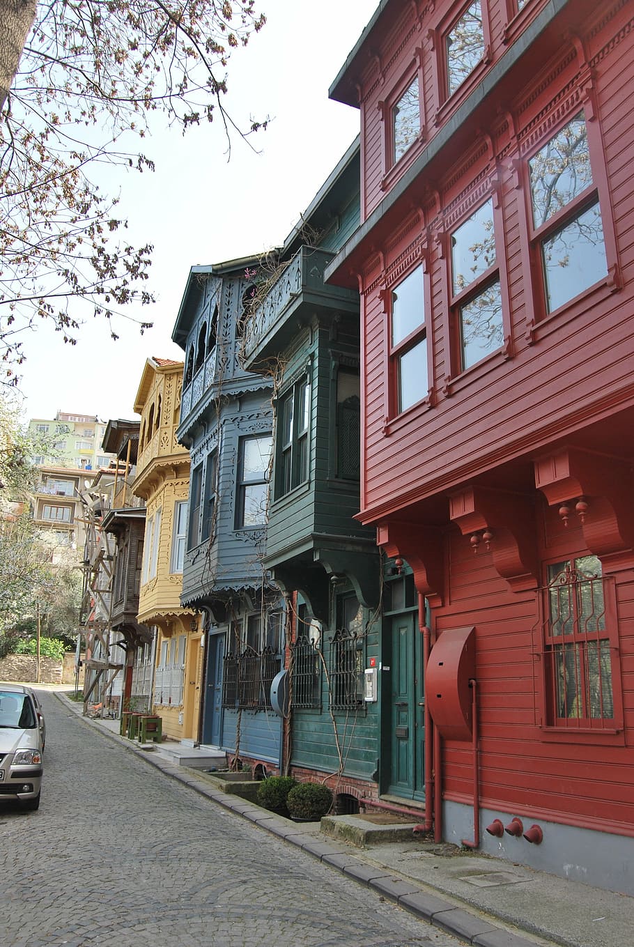 istanbul, turkey, kuzguncuk, konak, alley, road, homes, architecture, HD wallpaper