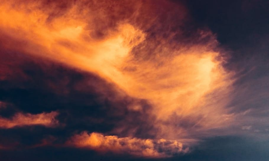 photography of golden hour, red and blue clouds photo, sunset HD wallpaper