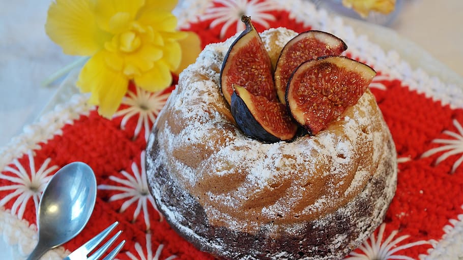 cake with fruit on top, guglhupf, egg, flour, milk, sugar, cocoa, HD wallpaper