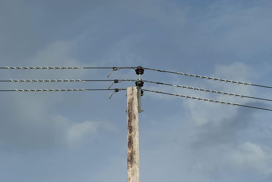 power lines, telegraph, sky, electricity, wire, blue, supply, HD wallpaper