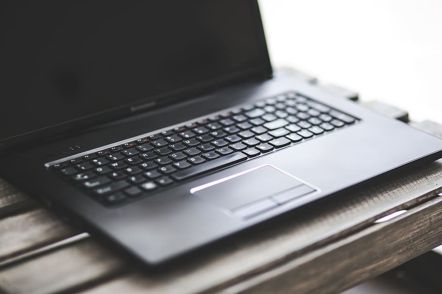 black laptop computer, notebook, keyboard, technology, communication HD wallpaper