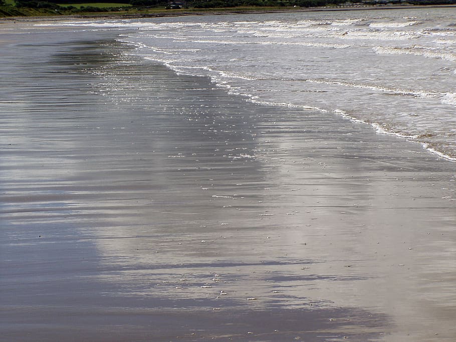 flood, wave, coast, sea, north sea, water, reflection, mirroring HD wallpaper