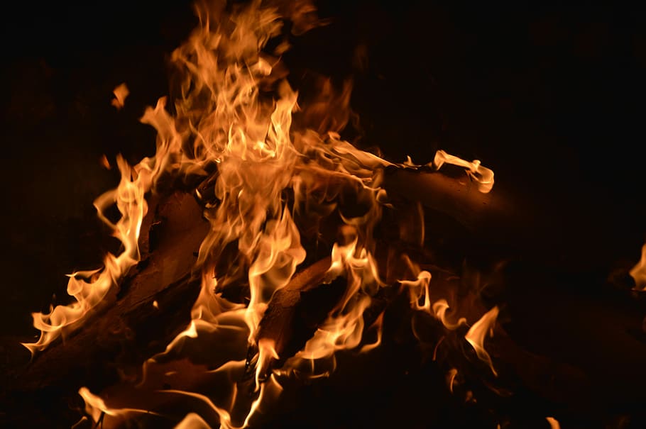 Fire, Burn, Campfire, Flame, wood fire, night, brand, heat - temperature HD wallpaper