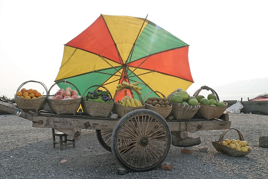 fruit, dare, parasol, transportation, mode of transportation HD wallpaper