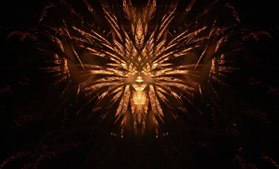 fireworks, abstract, gold, explosion, background, mood, star HD wallpaper