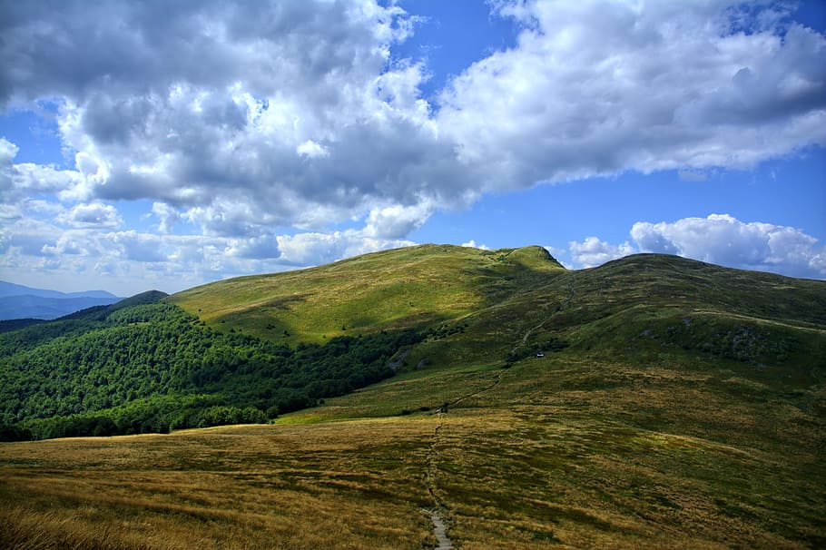 bieszczady, mountains, sky, view, landscape, colors, clouds HD wallpaper