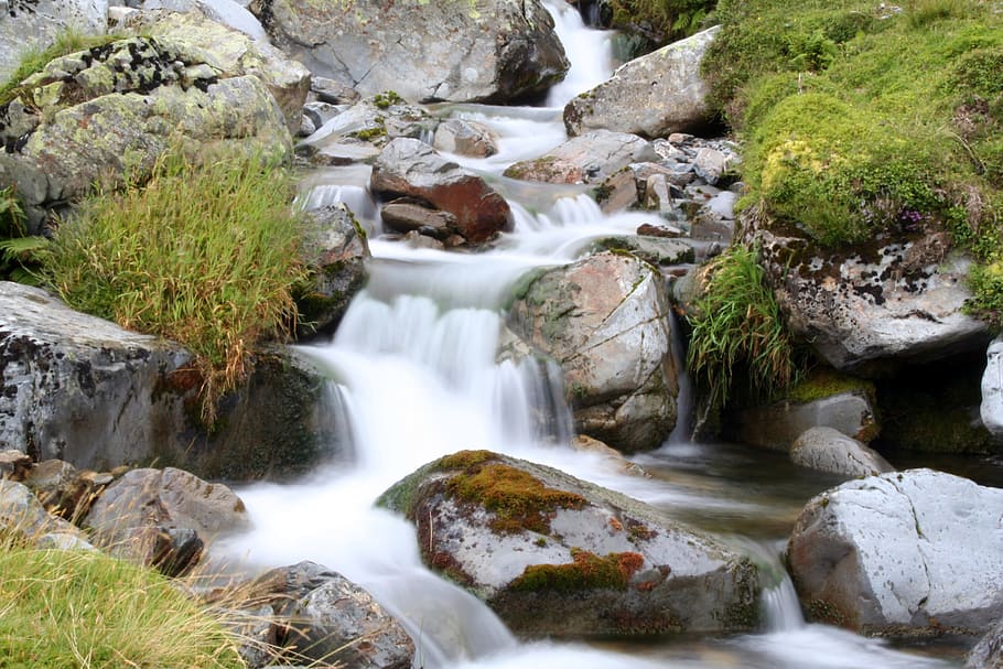 River, Mountain, Rush, Nature, Water, landscape, outdoor, natural HD wallpaper