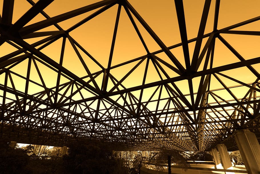 twilight, roof, architecture, gradient sky, yellow sky, sunset HD wallpaper