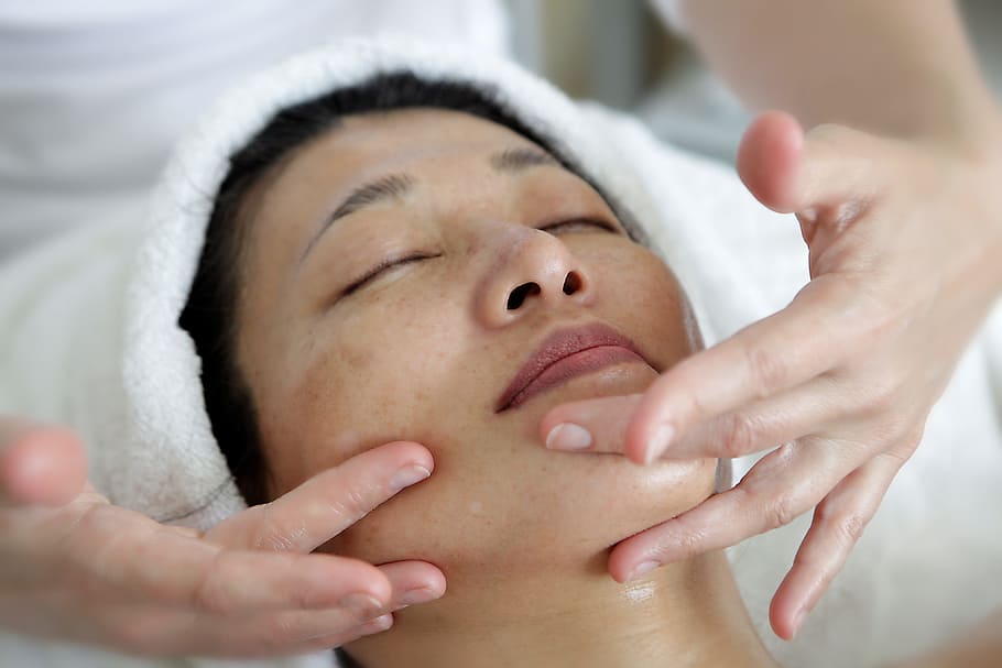 person face massaging woman sleeping, Massage, Handle, Treatment