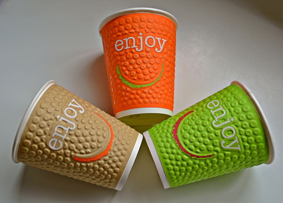 drinking cups, cardboard, smiley, laugh, joy, luck, coloured HD wallpaper