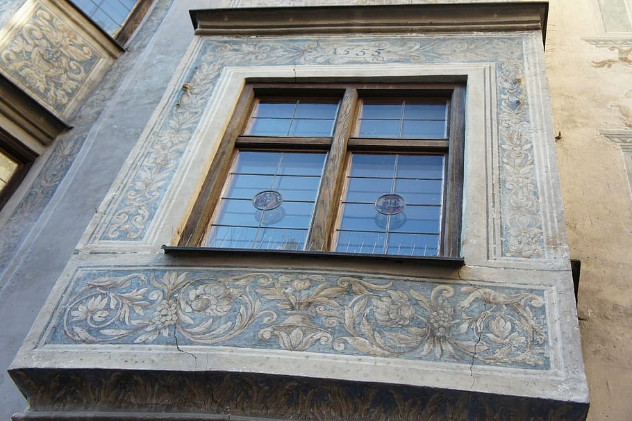 bay window, home, facade, painted, building, wall, architecture HD wallpaper