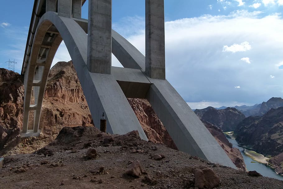 gray concrete arch under white clouds during daytime, bridge HD wallpaper