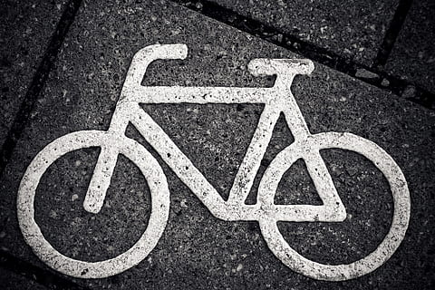 silver bicycle decor, bike, characters, cycle path, road, bicycle path HD wallpaper