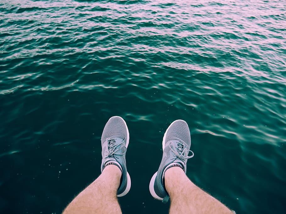 sea, ocean, water, wave, nature, legs, shoe, sneakers, footwear HD wallpaper