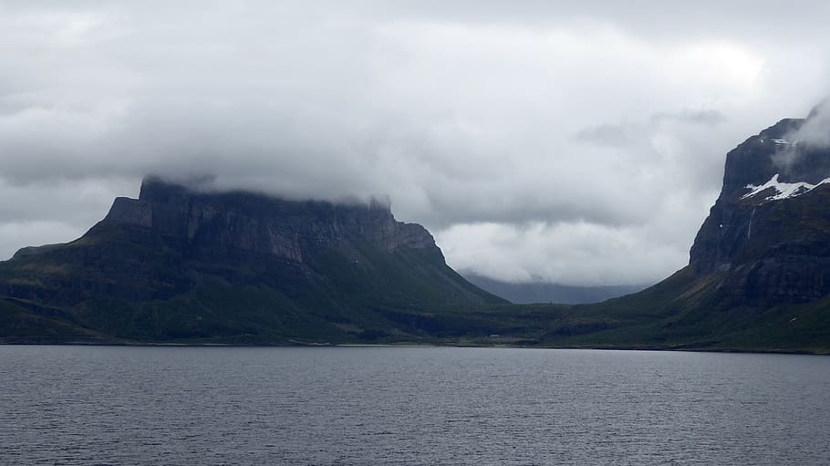 clouds, rock, landscape, nature, mountain, water, cloud - sky HD wallpaper