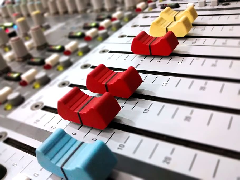 selective focus photography of white, blue, and red control panel HD wallpaper