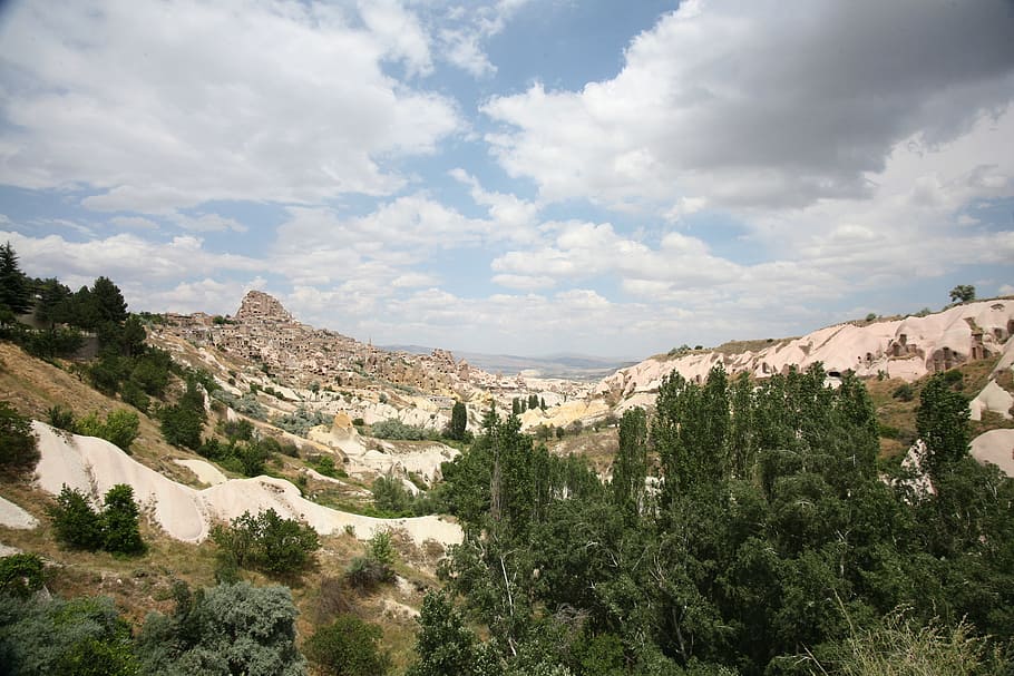 cappadocia, turkey, landscape, cloud - sky, plant, tree, scenics - nature HD wallpaper
