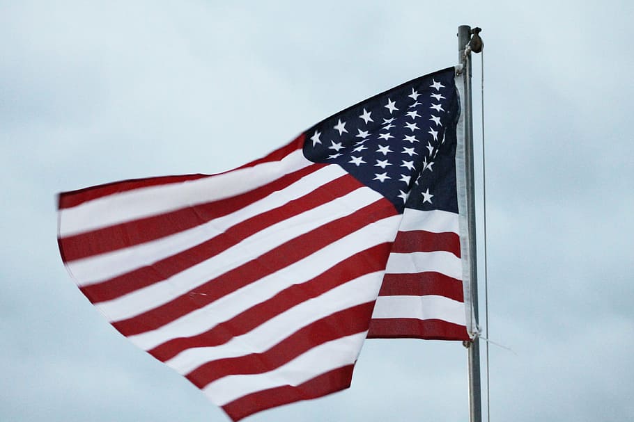 american flag, patriotism, wave, sky, usa, united, patriotic, HD wallpaper
