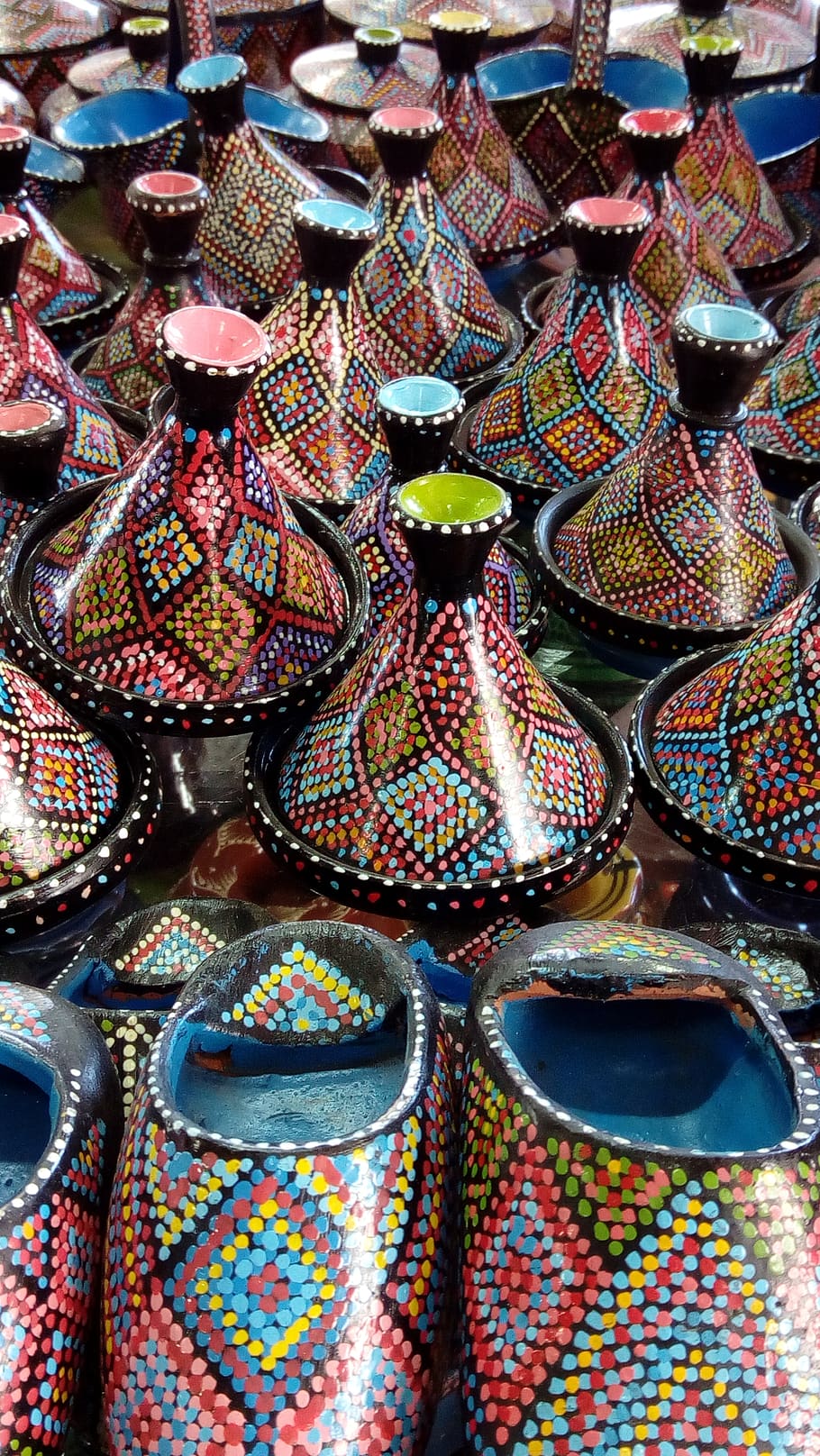 morocco, crafts, retail, multi colored, for sale, market, market stall HD wallpaper