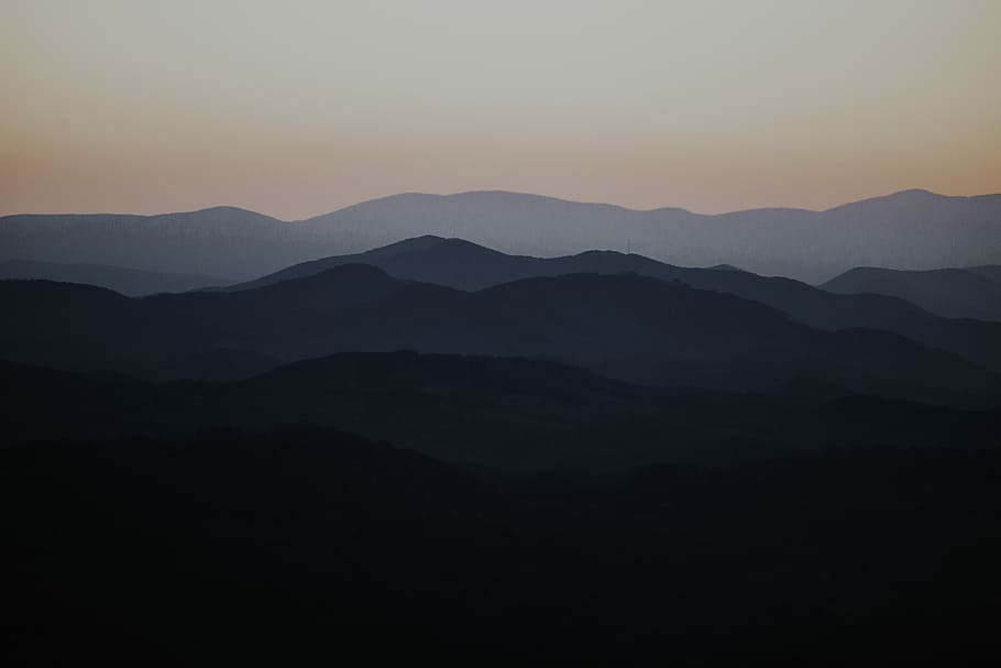 black and green mountain silhouette, silhouette photo of mountains HD wallpaper